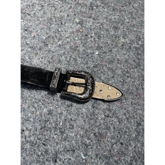 GUESS black suede leather belt Sz Med stud & rhinestone Rodeo Cowgirl - Picture 7 of 7